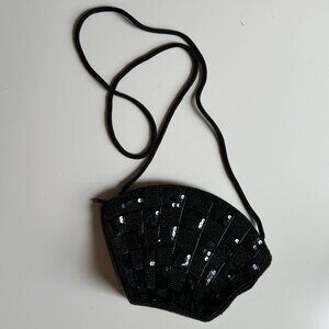 Black Sequin and Bead Clutch